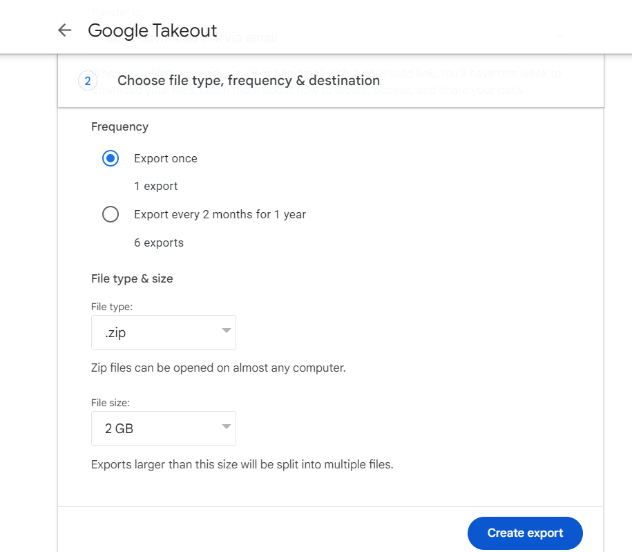 merge google accounts takeout step 2